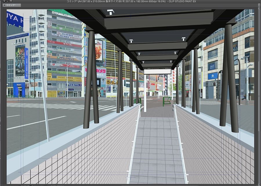 漫画背景用3D素材「渋谷宮下パーク」(CLIP STUDIO用 3Dオブジェクト.cs3o)