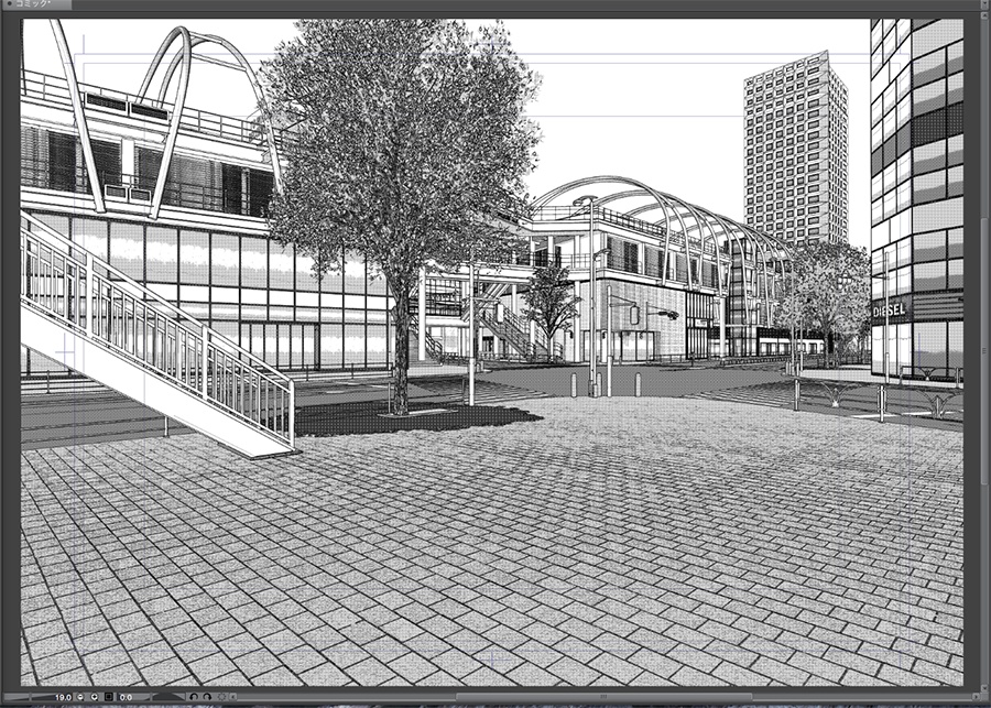 漫画背景用3D素材「渋谷宮下パーク」(CLIP STUDIO用 3Dオブジェクト.cs3o)