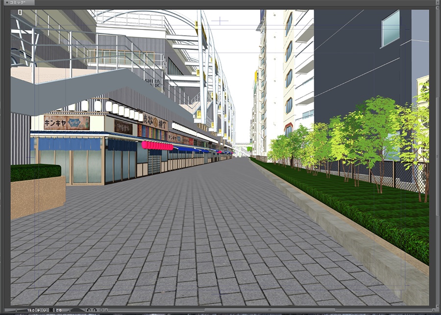 漫画背景用3D素材「渋谷宮下パーク」(CLIP STUDIO用 3Dオブジェクト.cs3o)