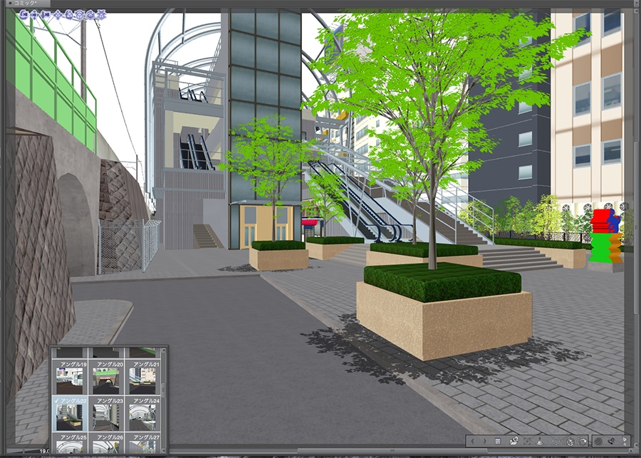 漫画背景用3D素材「渋谷宮下パーク」(CLIP STUDIO用 3Dオブジェクト.cs3o)