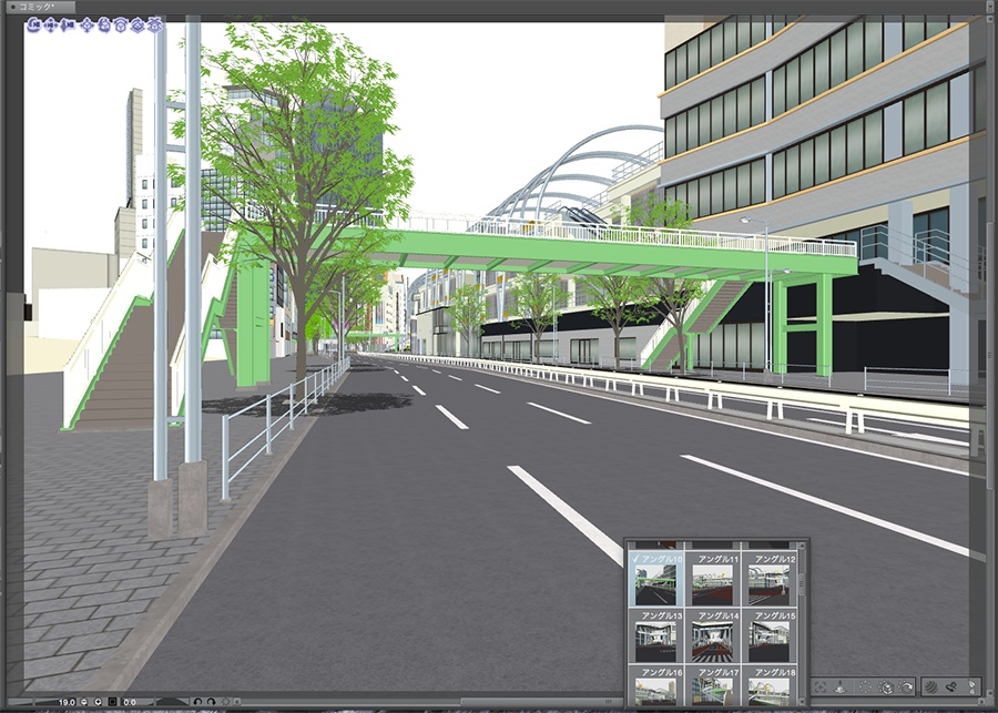 漫画背景用3D素材「渋谷宮下パーク」(CLIP STUDIO用 3Dオブジェクト.cs3o)