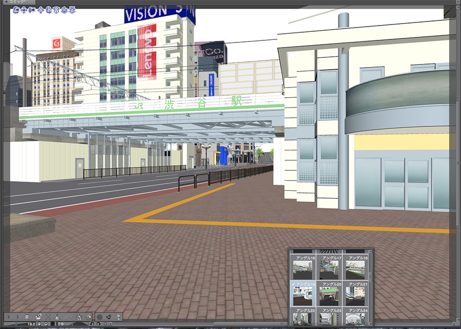 漫画背景用3D素材「渋谷宮下パーク」(CLIP STUDIO用 3Dオブジェクト.cs3o)