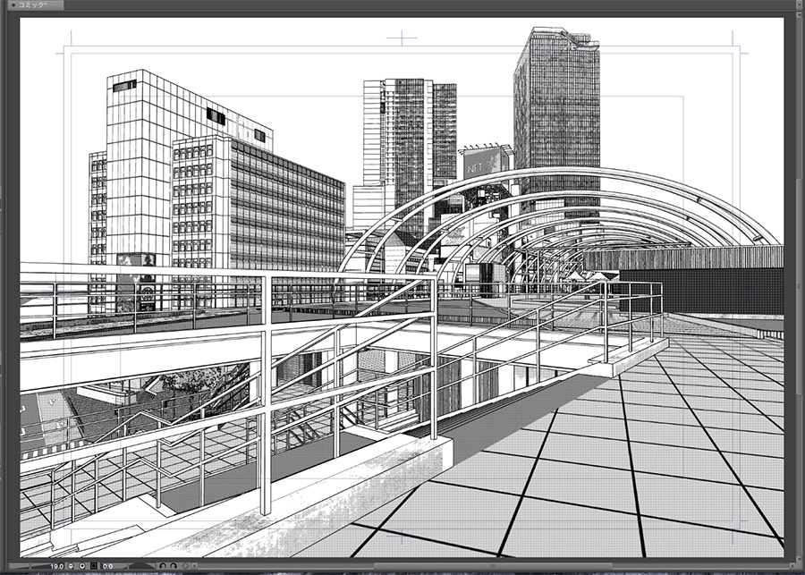 漫画背景用3D素材「渋谷宮下パーク」(CLIP STUDIO用 3Dオブジェクト.cs3o)