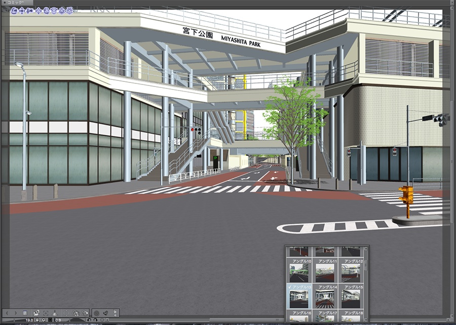 漫画背景用3D素材「渋谷宮下パーク」(CLIP STUDIO用 3Dオブジェクト.cs3o)
