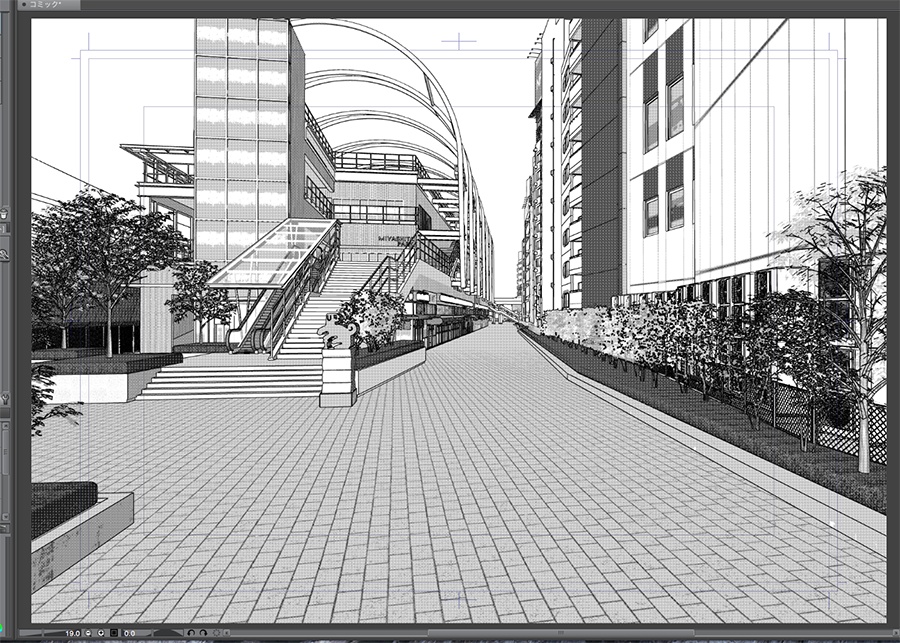 漫画背景用3D素材「渋谷宮下パーク」(CLIP STUDIO用 3Dオブジェクト.cs3o)