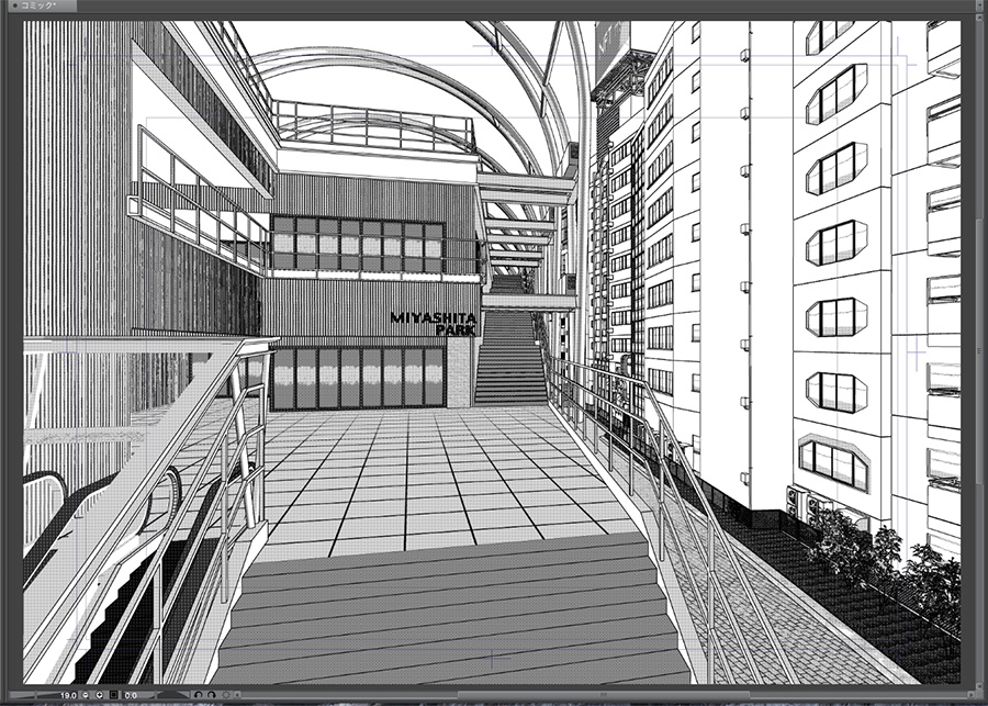 漫画背景用3D素材「渋谷宮下パーク」(CLIP STUDIO用 3Dオブジェクト.cs3o)