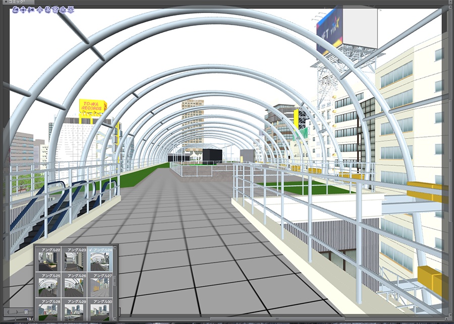 漫画背景用3D素材「渋谷宮下パーク」(CLIP STUDIO用 3Dオブジェクト.cs3o)