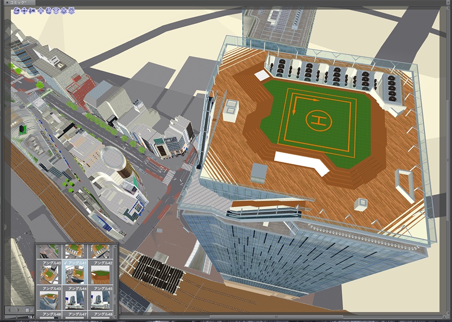 漫画背景用3D素材「渋谷宮下パーク」(CLIP STUDIO用 3Dオブジェクト.cs3o)