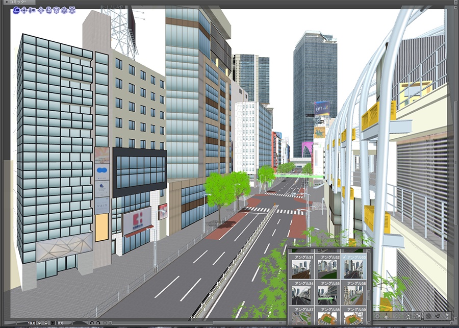 漫画背景用3D素材「渋谷宮下パーク」(CLIP STUDIO用 3Dオブジェクト.cs3o)