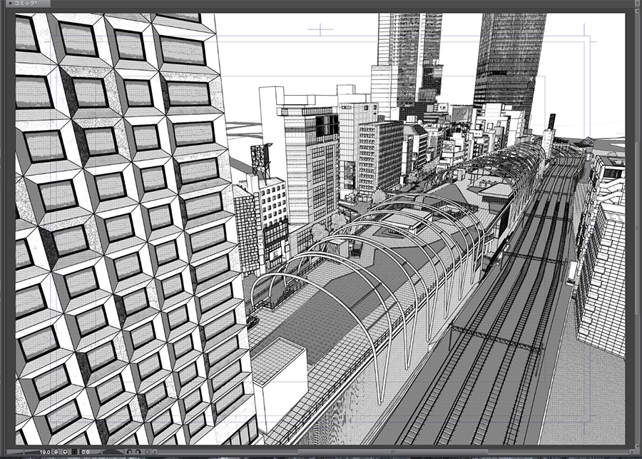 漫画背景用3D素材「渋谷宮下パーク」(CLIP STUDIO用 3Dオブジェクト.cs3o)