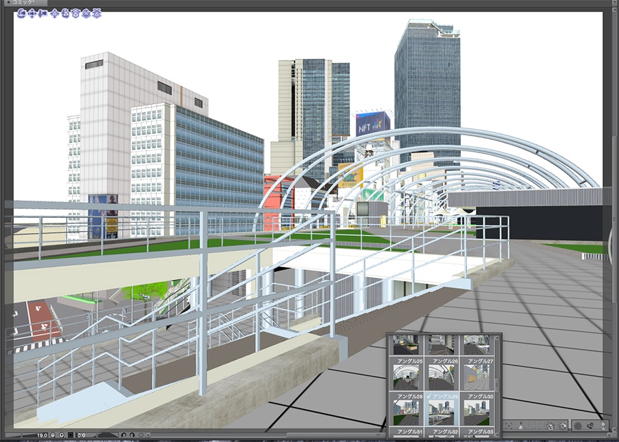 漫画背景用3D素材「渋谷宮下パーク」(CLIP STUDIO用 3Dオブジェクト.cs3o)