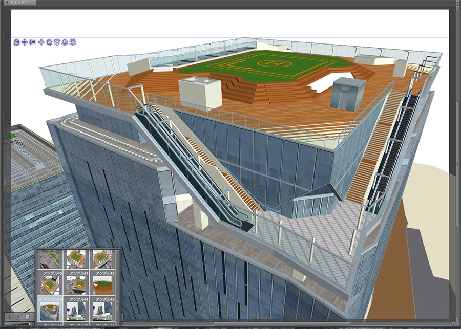 漫画背景用3D素材「渋谷宮下パーク」(CLIP STUDIO用 3Dオブジェクト.cs3o)