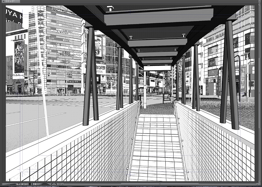 漫画背景用3D素材「渋谷宮下パーク」(CLIP STUDIO用 3Dオブジェクト.cs3o)