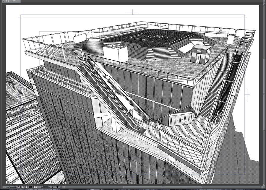 漫画背景用3D素材「渋谷宮下パーク」(CLIP STUDIO用 3Dオブジェクト.cs3o)