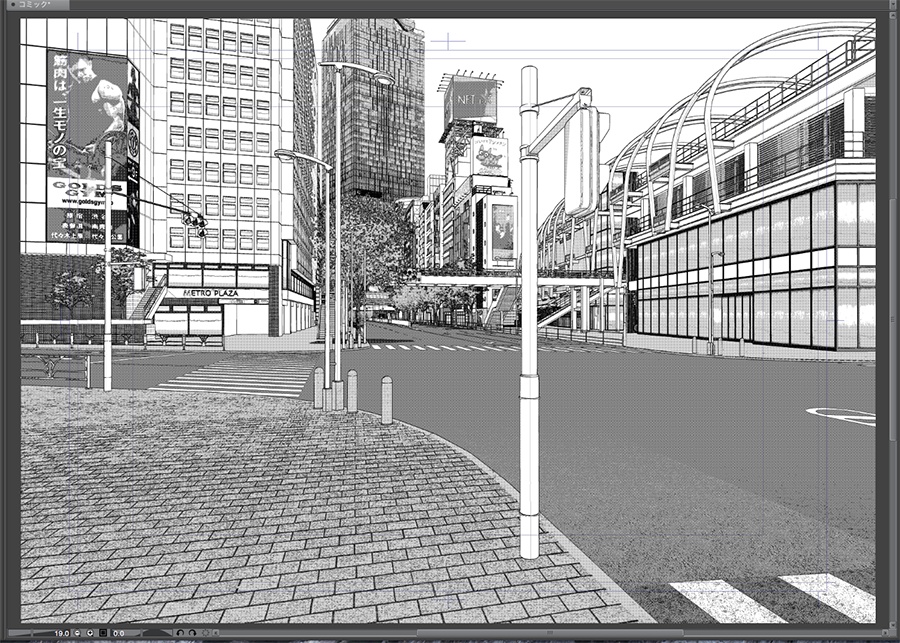 漫画背景用3D素材「渋谷宮下パーク」(CLIP STUDIO用 3Dオブジェクト.cs3o)