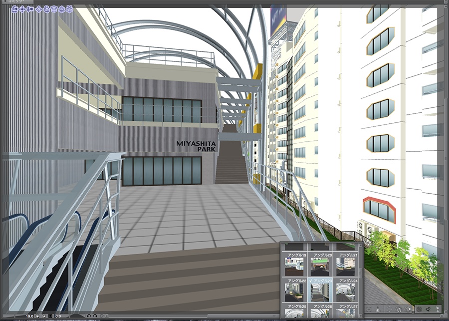 漫画背景用3D素材「渋谷宮下パーク」(CLIP STUDIO用 3Dオブジェクト.cs3o)