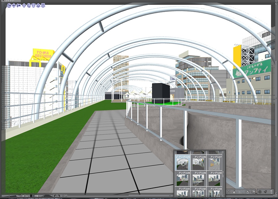 漫画背景用3D素材「渋谷宮下パーク」(CLIP STUDIO用 3Dオブジェクト.cs3o)