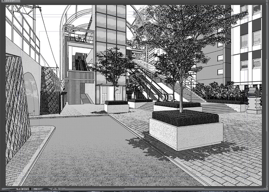 漫画背景用3D素材「渋谷宮下パーク」(CLIP STUDIO用 3Dオブジェクト.cs3o)