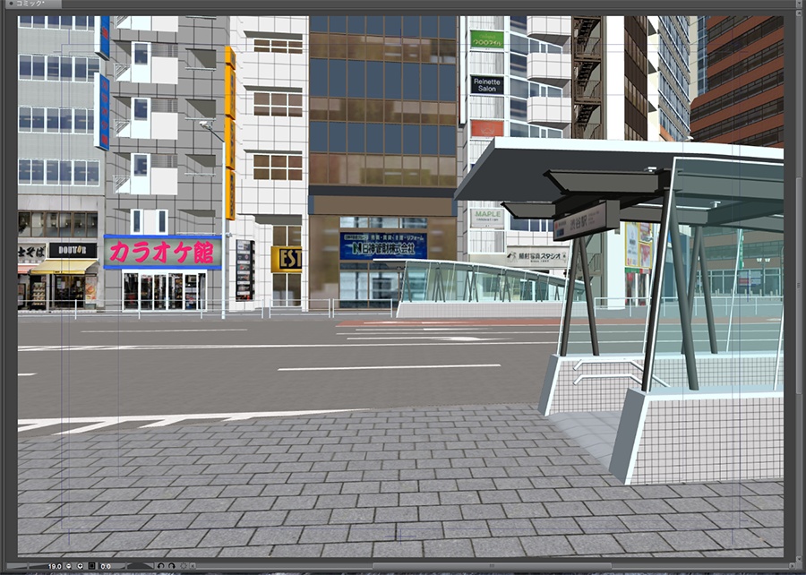 漫画背景用3D素材「渋谷宮下パーク」(CLIP STUDIO用 3Dオブジェクト.cs3o)