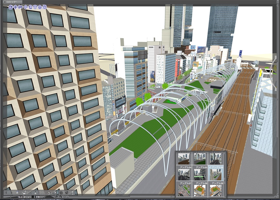 漫画背景用3D素材「渋谷宮下パーク」(CLIP STUDIO用 3Dオブジェクト.cs3o)