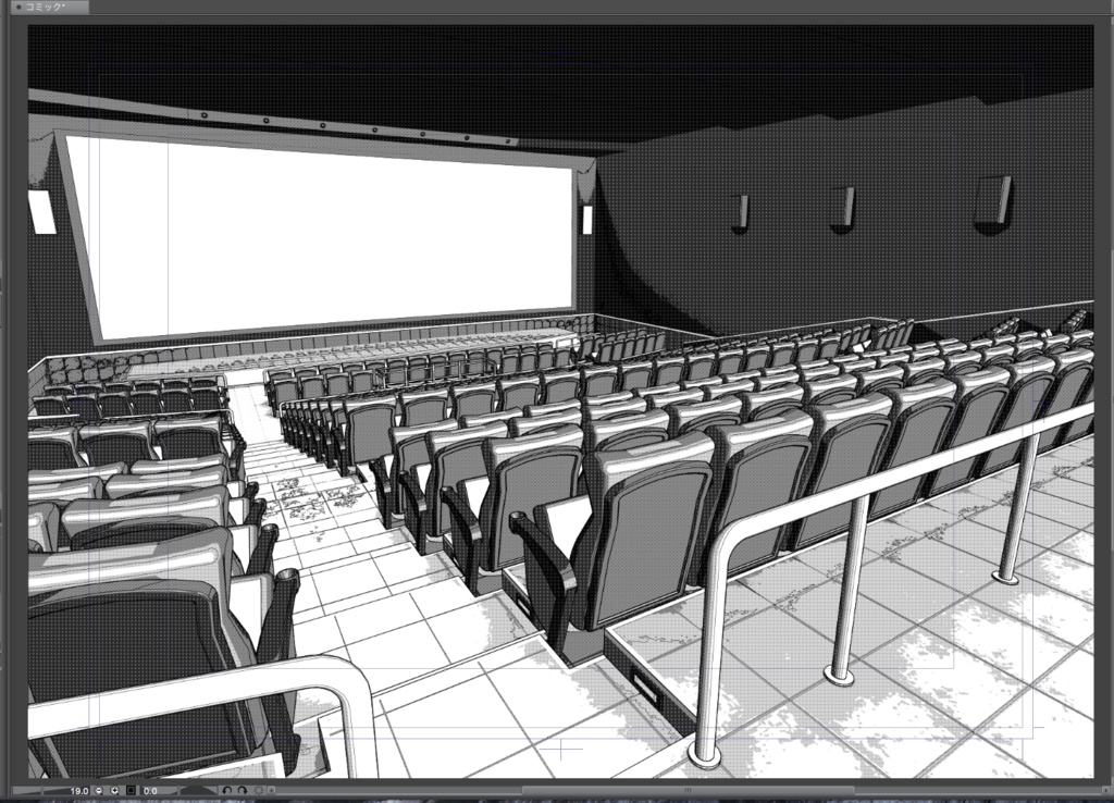 漫画背景用3D素材「映画館」(CLIP STUDIO用 3Dオブジェクト.cs3o)