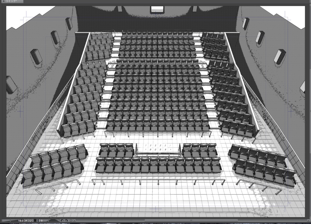 漫画背景用3D素材「映画館」(CLIP STUDIO用 3Dオブジェクト.cs3o)