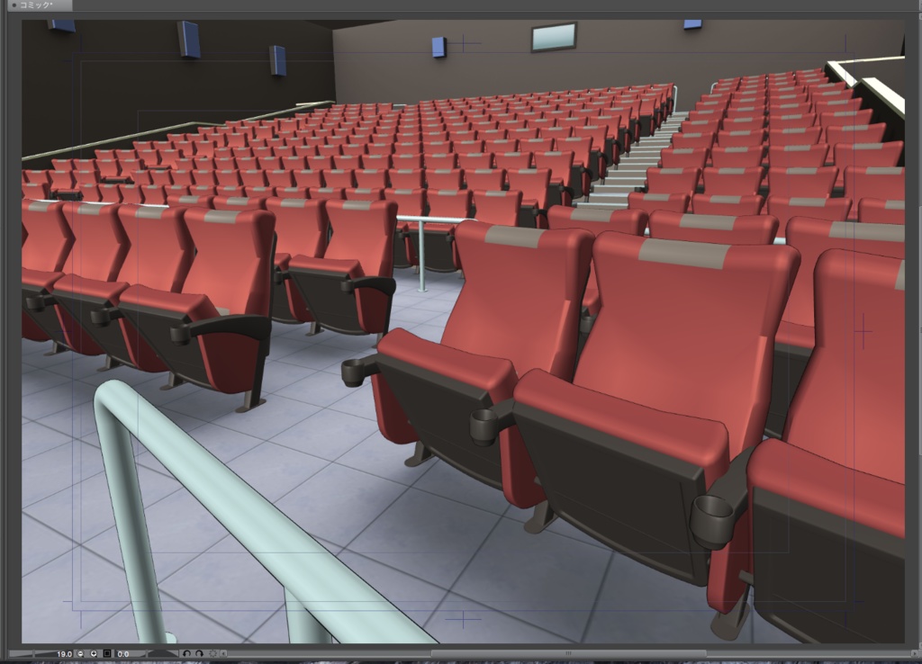 漫画背景用3D素材「映画館」(CLIP STUDIO用 3Dオブジェクト.cs3o)