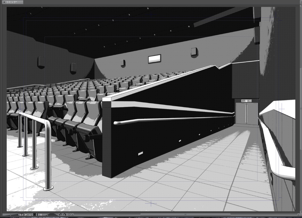 漫画背景用3D素材「映画館」(CLIP STUDIO用 3Dオブジェクト.cs3o)