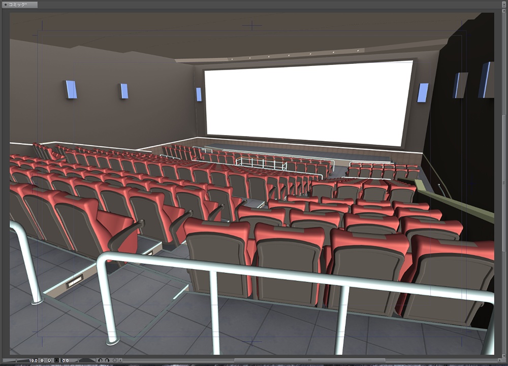 漫画背景用3D素材「映画館」(CLIP STUDIO用 3Dオブジェクト.cs3o)