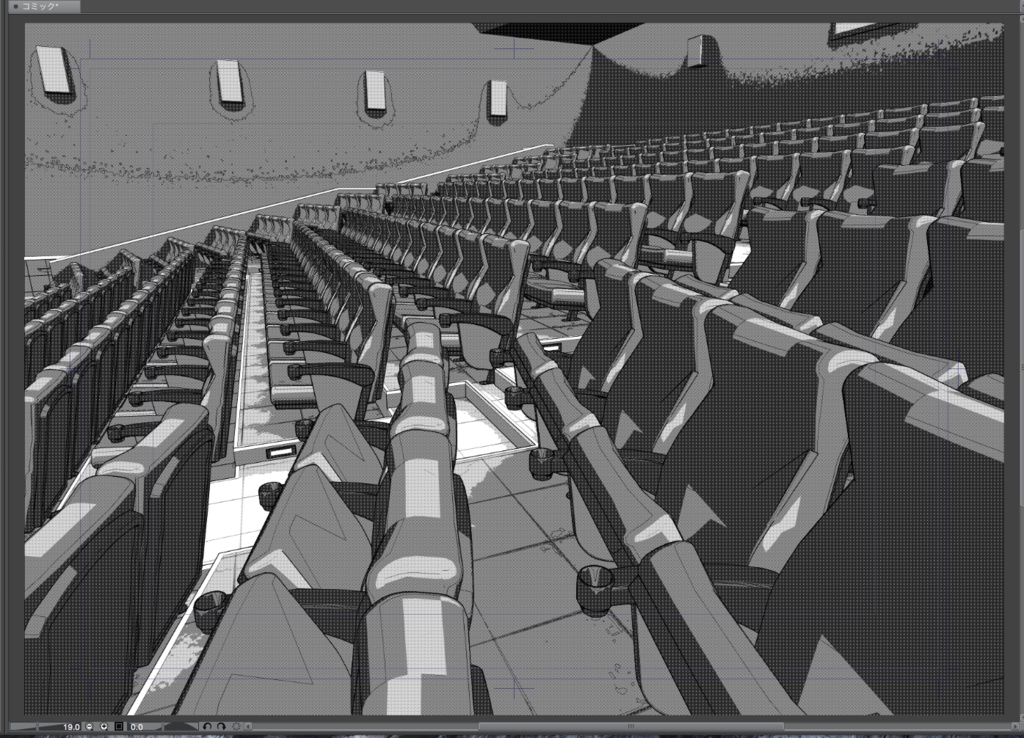 漫画背景用3D素材「映画館」(CLIP STUDIO用 3Dオブジェクト.cs3o)