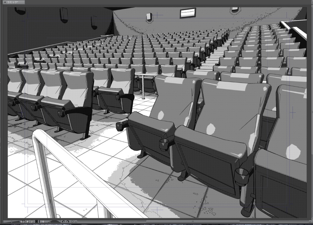 漫画背景用3D素材「映画館」(CLIP STUDIO用 3Dオブジェクト.cs3o)