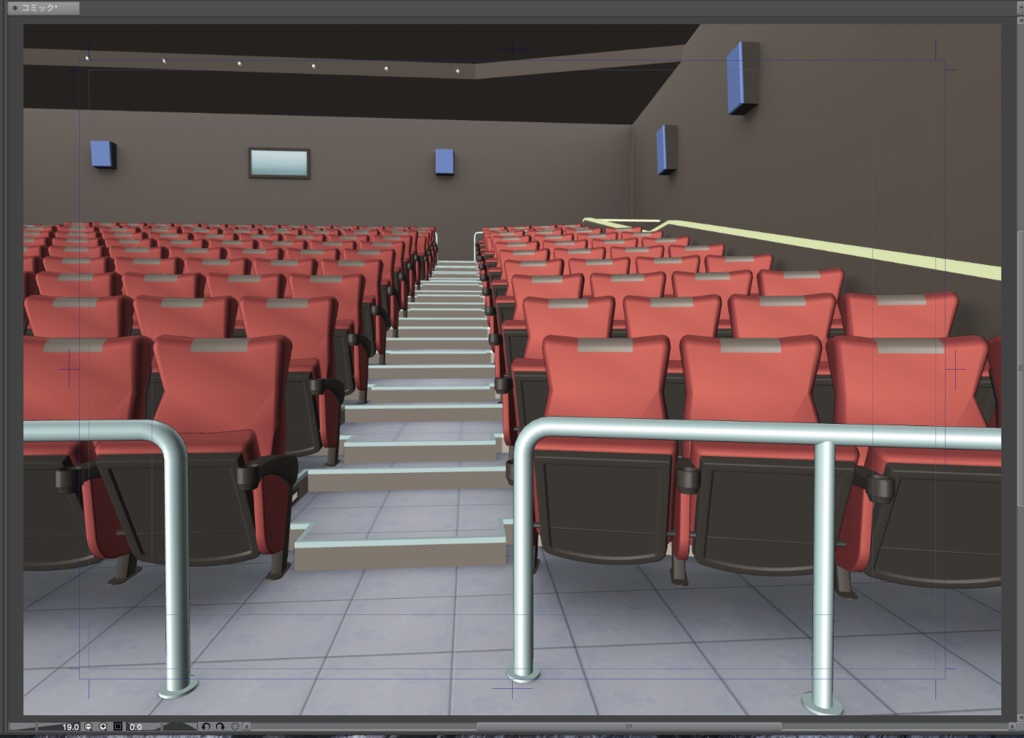 漫画背景用3D素材「映画館」(CLIP STUDIO用 3Dオブジェクト.cs3o)
