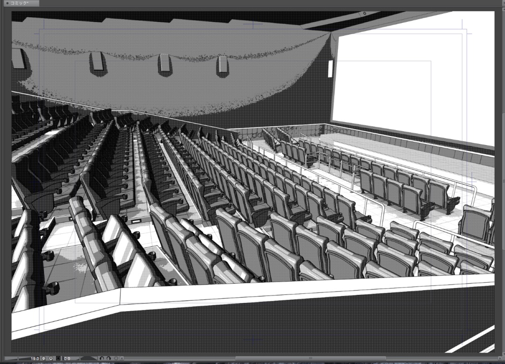 漫画背景用3D素材「映画館」(CLIP STUDIO用 3Dオブジェクト.cs3o)