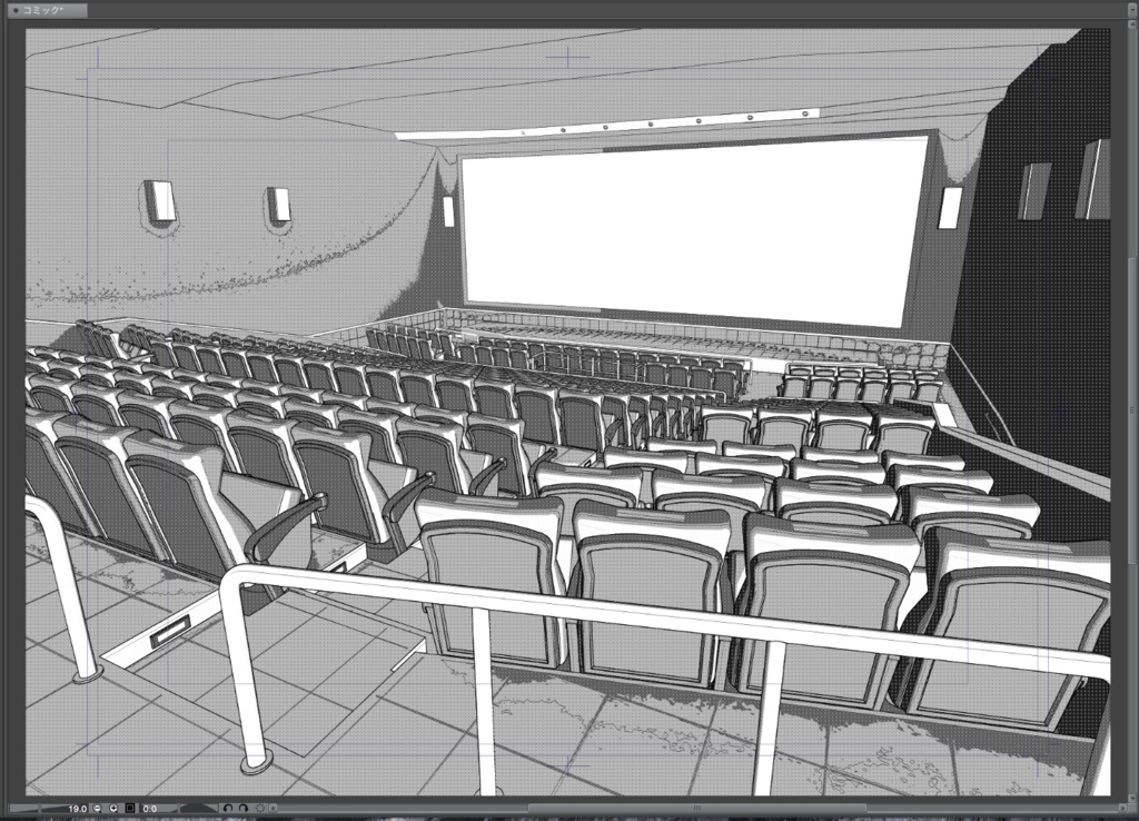 漫画背景用3D素材「映画館」(CLIP STUDIO用 3Dオブジェクト.cs3o)