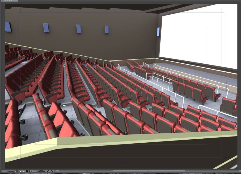 漫画背景用3D素材「映画館」(CLIP STUDIO用 3Dオブジェクト.cs3o)