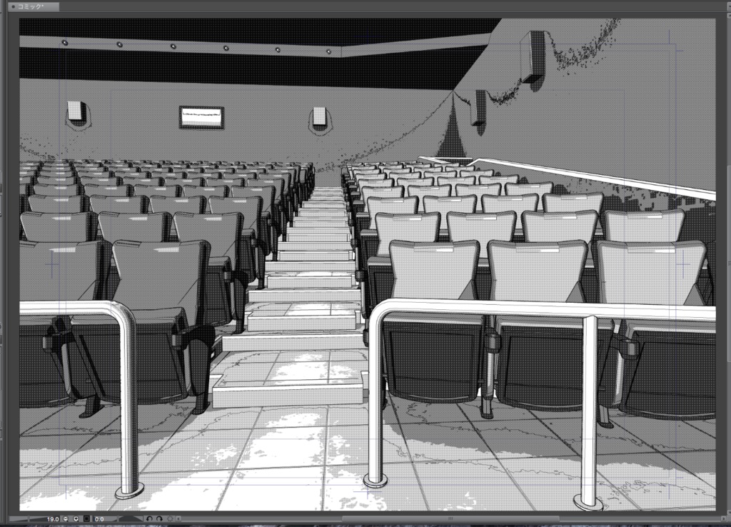 漫画背景用3D素材「映画館」(CLIP STUDIO用 3Dオブジェクト.cs3o)