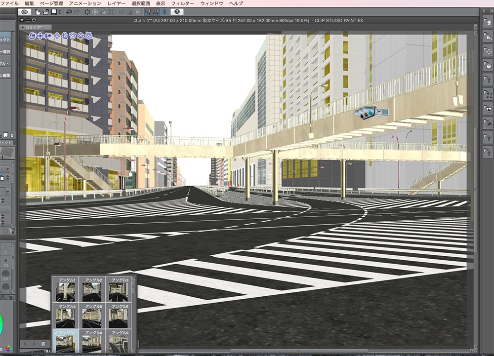 漫画背景用3D素材「高速道路とビル街」(CLIP STUDIO用 3Dオブジェクト.cs3o)