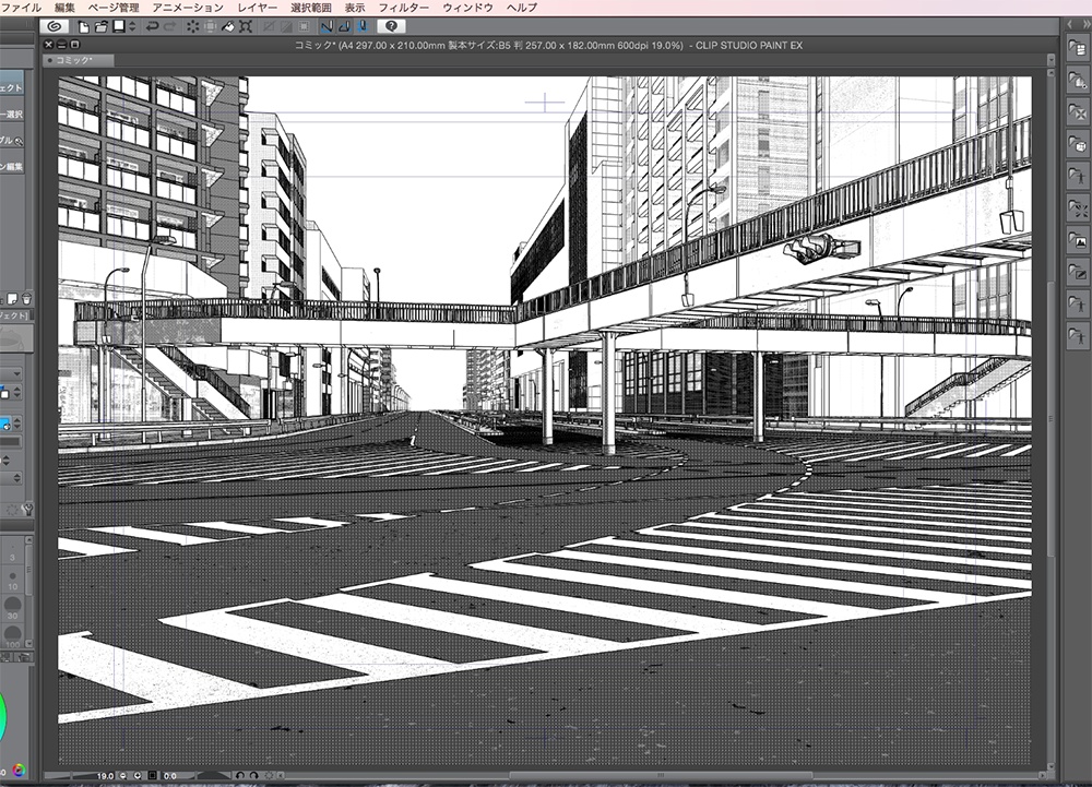 漫画背景用3D素材「高速道路とビル街」(CLIP STUDIO用 3Dオブジェクト.cs3o)