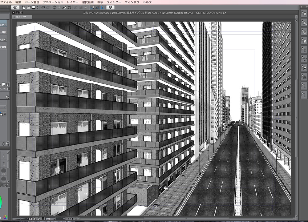 漫画背景用3D素材「高速道路とビル街」(CLIP STUDIO用 3Dオブジェクト.cs3o)
