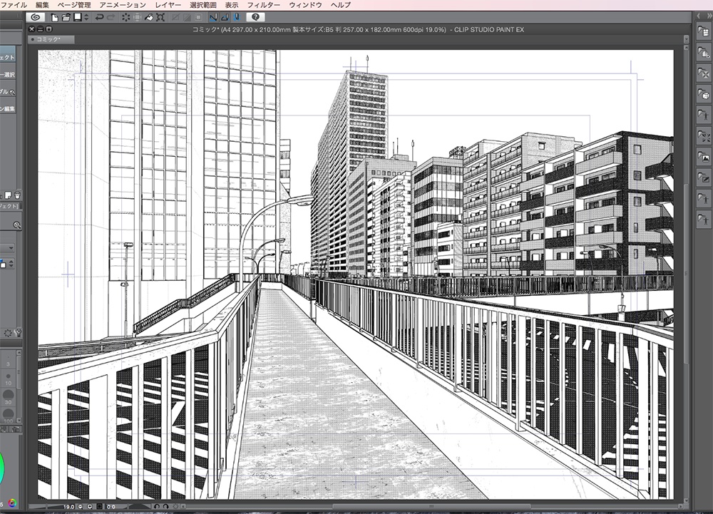 漫画背景用3D素材「高速道路とビル街」(CLIP STUDIO用 3Dオブジェクト.cs3o)