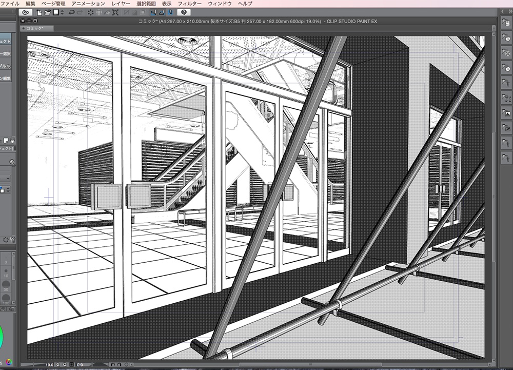 漫画背景用3D素材「廃墟ビル」(CLIP STUDIO用 3Dオブジェクト.cs3o)