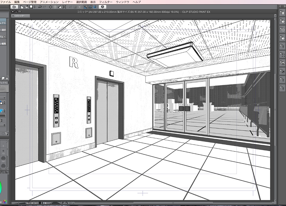 漫画背景用3D素材「廃墟ビル」(CLIP STUDIO用 3Dオブジェクト.cs3o)