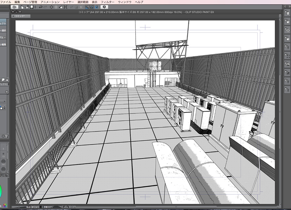 漫画背景用3D素材「廃墟ビル」(CLIP STUDIO用 3Dオブジェクト.cs3o)