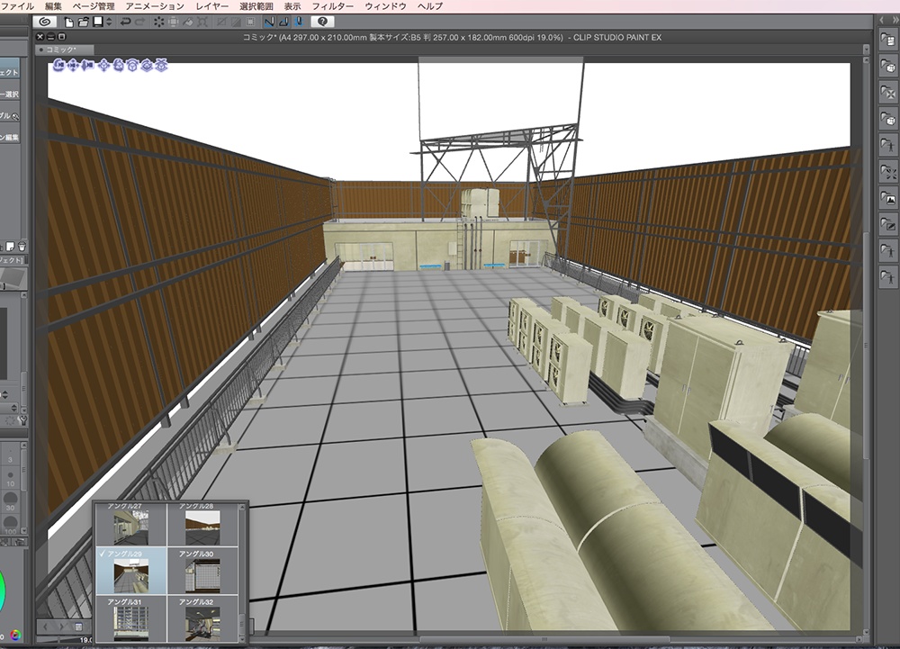 漫画背景用3D素材「廃墟ビル」(CLIP STUDIO用 3Dオブジェクト.cs3o)