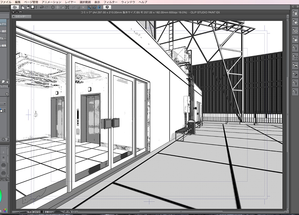 漫画背景用3D素材「廃墟ビル」(CLIP STUDIO用 3Dオブジェクト.cs3o)
