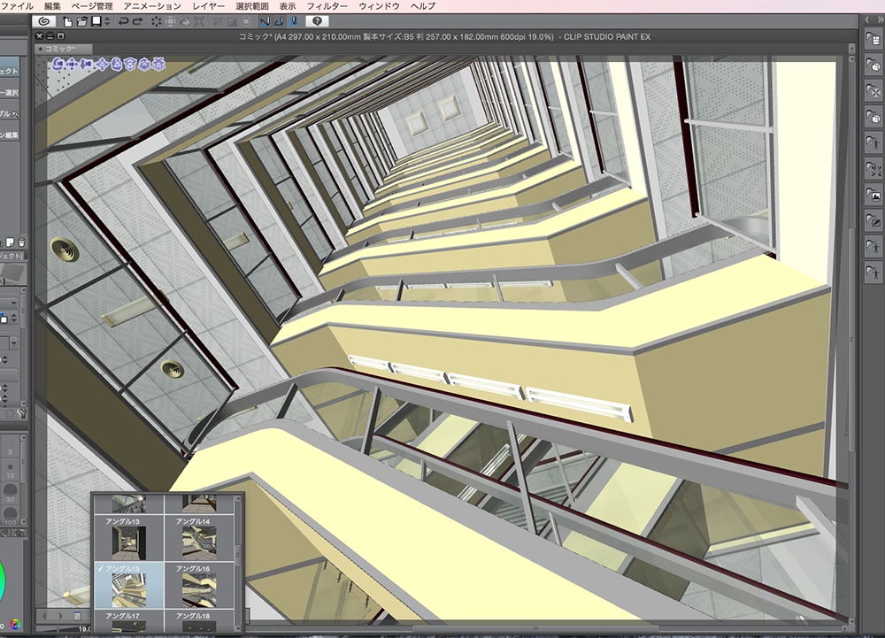 漫画背景用3D素材「廃墟ビル」(CLIP STUDIO用 3Dオブジェクト.cs3o)