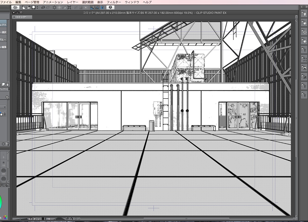 漫画背景用3D素材「廃墟ビル」(CLIP STUDIO用 3Dオブジェクト.cs3o)