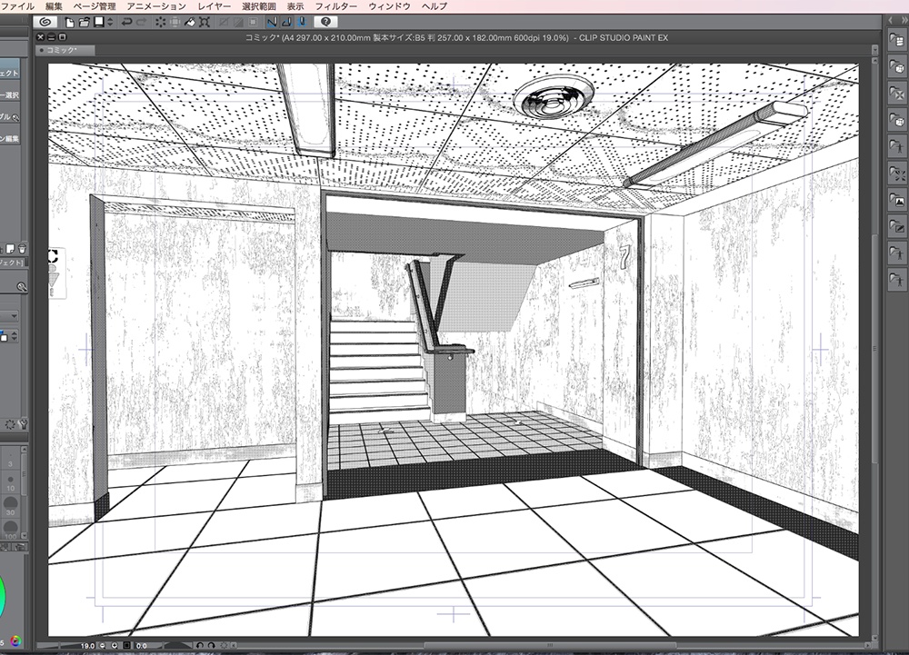 漫画背景用3D素材「廃墟ビル」(CLIP STUDIO用 3Dオブジェクト.cs3o)