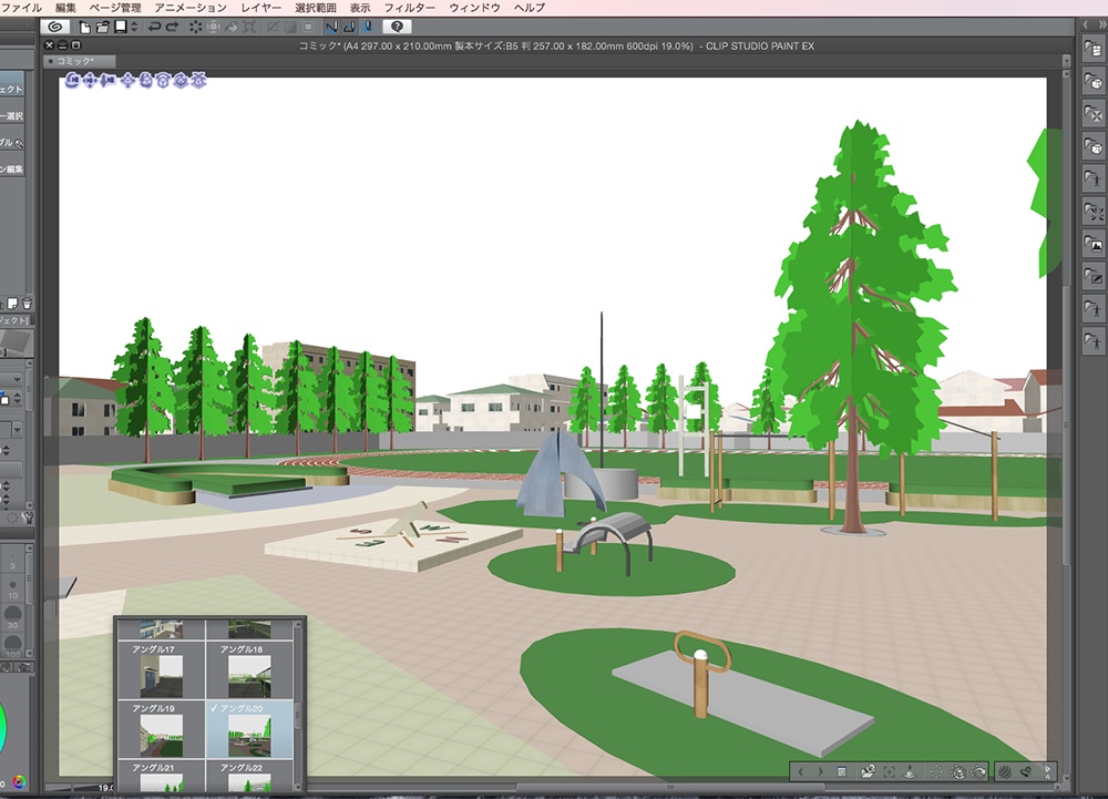 漫画背景用3D素材「学校」(CLIP STUDIO用 3Dオブジェクト.cs3o)