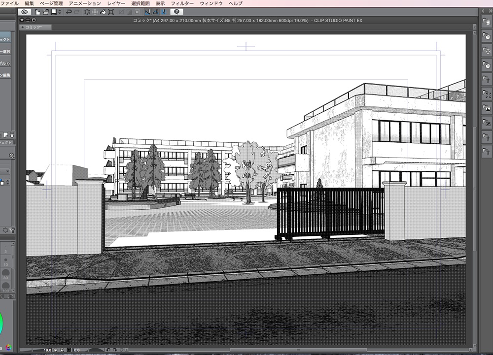 漫画背景用3D素材「学校」(CLIP STUDIO用 3Dオブジェクト.cs3o)